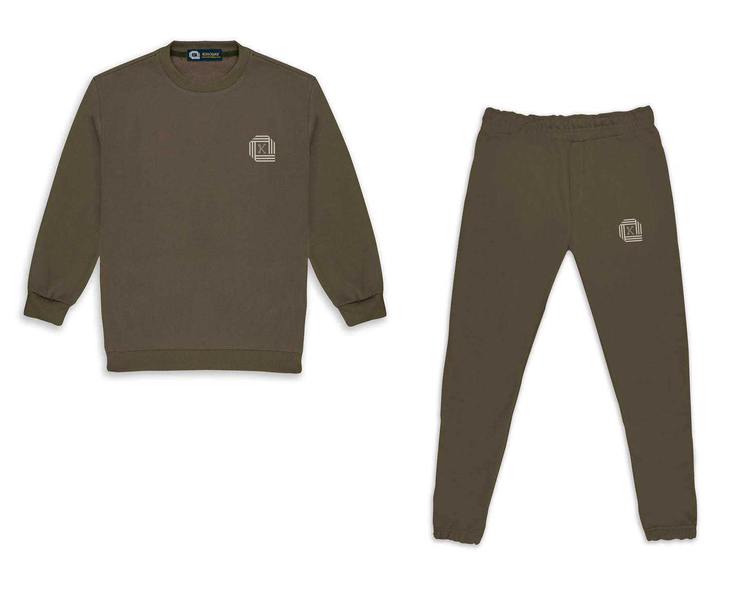 Khojay Heather Olive Green Sweatshirt and Trousers Set